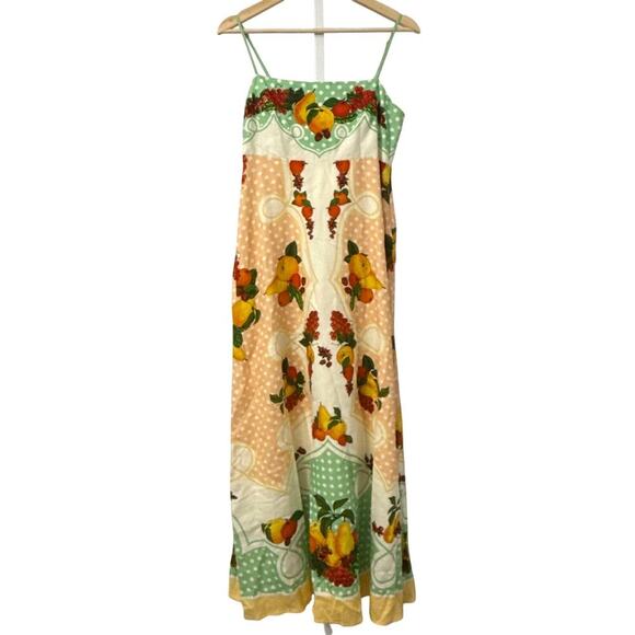 Caroline Constas Fruit Print Linen Blend Maxi Dress Small - Picture 1 of 14